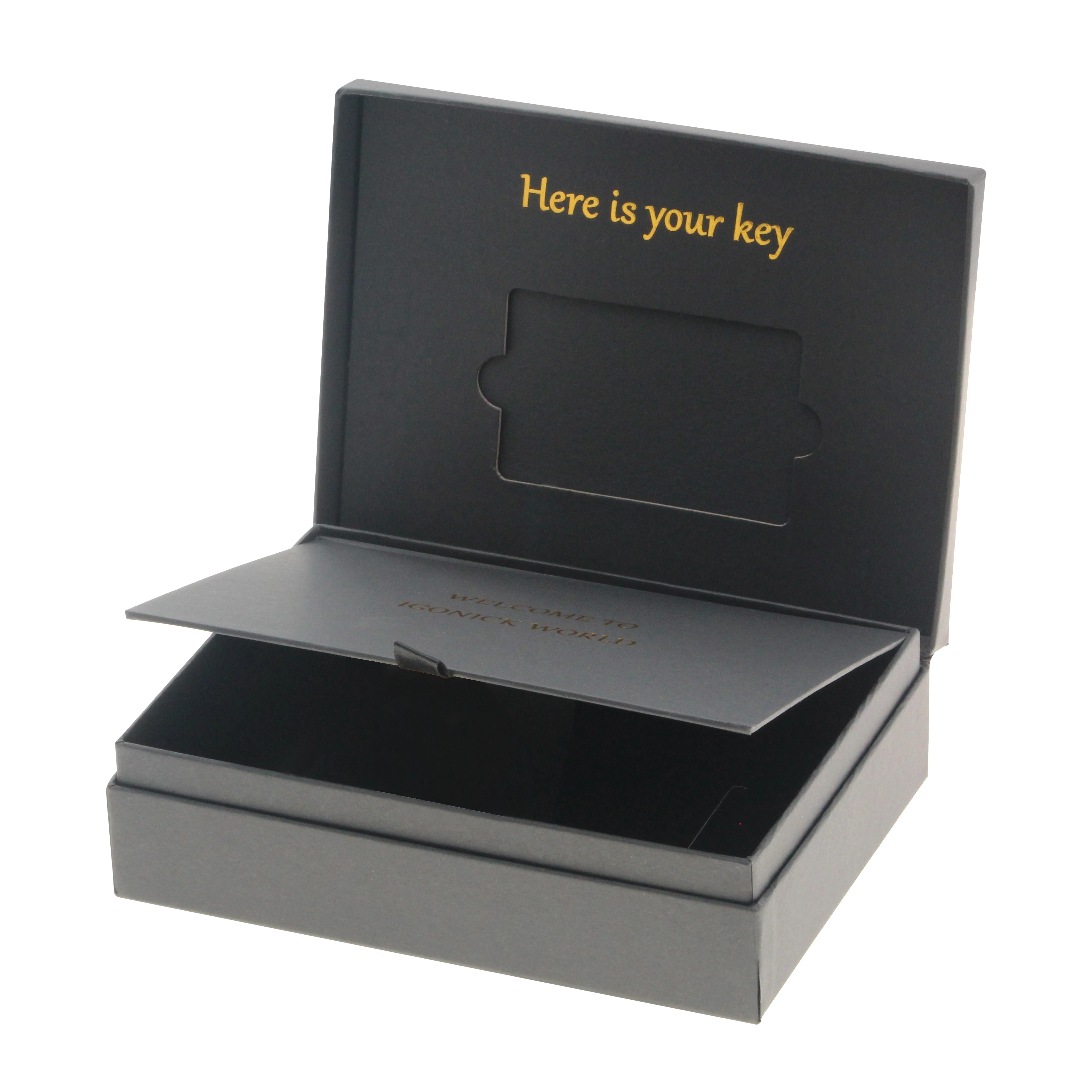 Customized Flip Book Style Box VIP Membership Card Gift Packaging Box Voucher Sized Magnetic Vip Card Box Custom