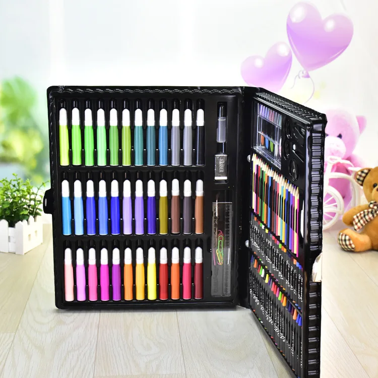 Wholesale 150pcs School Kids Painting Draw Art Set Supplies Stationery Crayons Watercolor Colored Pencils