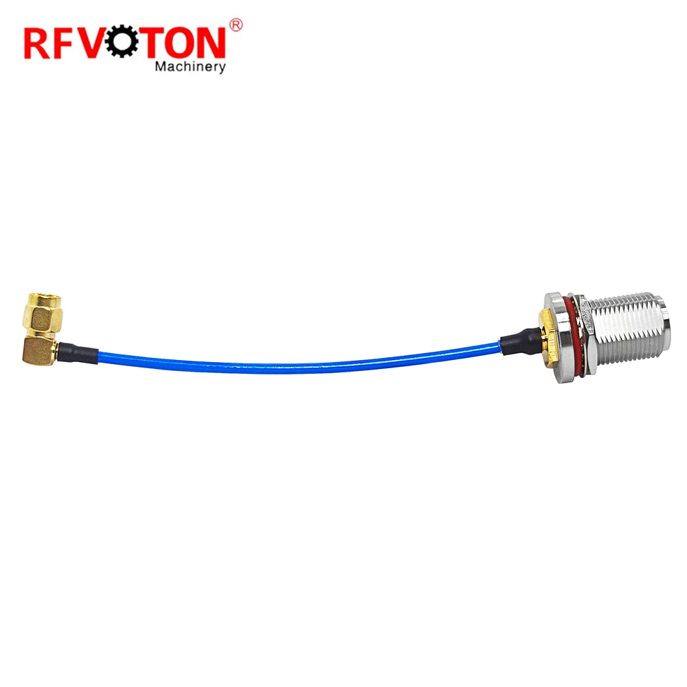 HF-RG402-Kabelbaugruppe mit N-Stecker-Buchse für Durchsteckmontage, wasserdichter Anschluss, zu SMA-Stecker-Stift im rechten Winkel