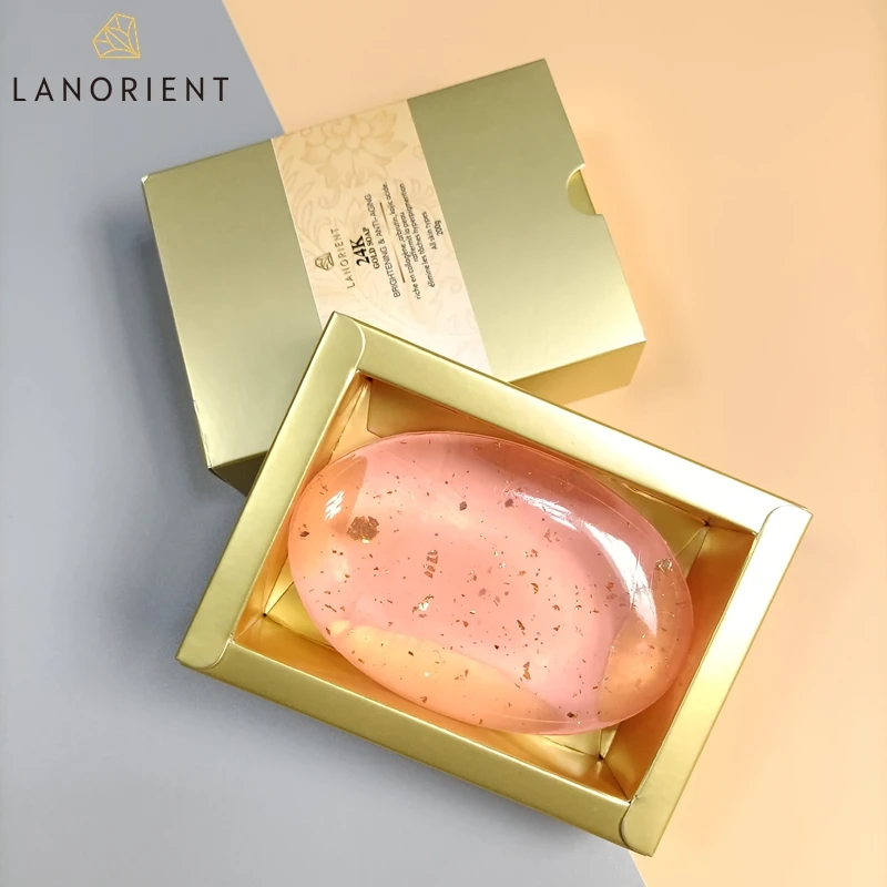 glutathione 24k gold soap OEM Private Label Handmade Organic 24K Gold L-Glutathione Collagen Face  Body Soap Roses Lightening Whitening Soap