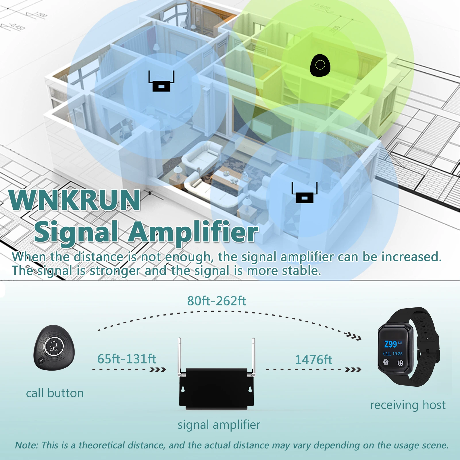BYHUBYENG Pager System Restaurant Call Button and Waterproof Watch Waiter Calling System for Restaurant Hotel Cafe Spa Game Room