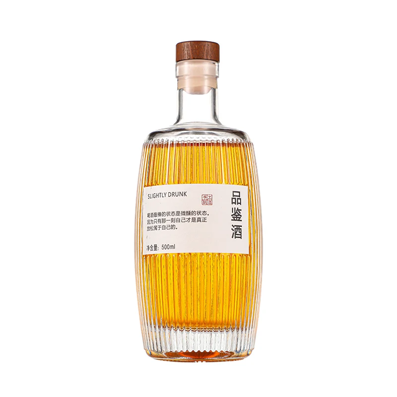 Liquor Bottles Round Plum Wine Weak Alcohol Drink Port Bottle Vanjoin 500 Ml Glass With Wood Cork Beer Bottle