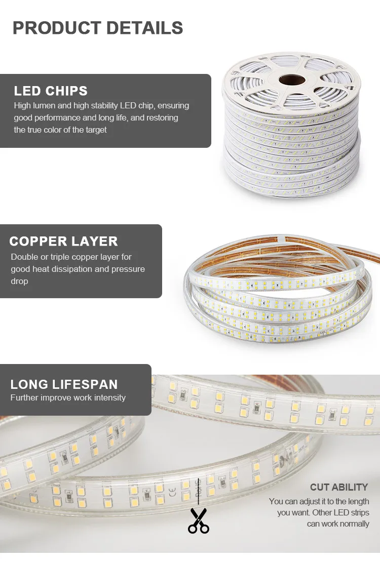 High Voltage Outdoor Decor Aluminum Profile Waterproof Smart Led Rope Light/led Tape Light/led