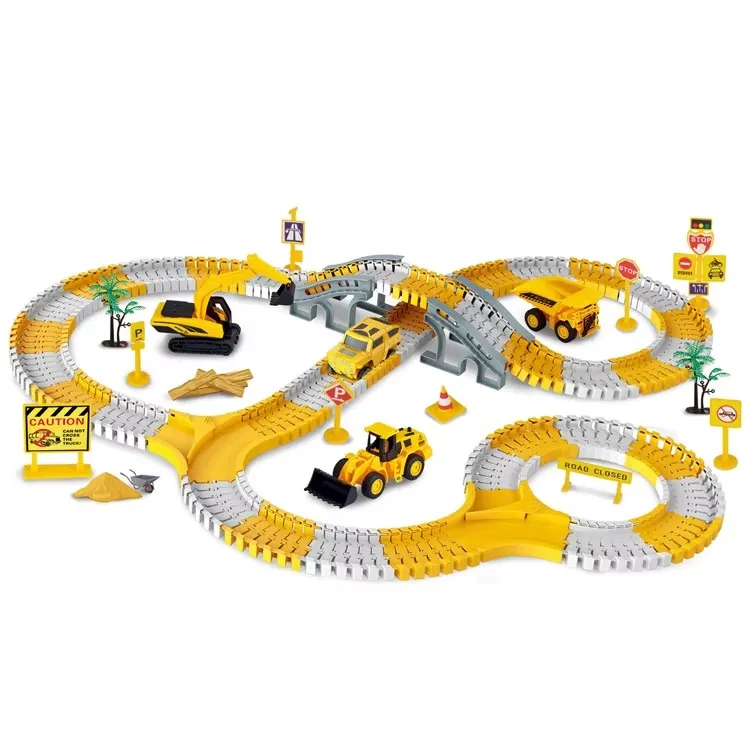arkidz Car Race Tracks for Kids, Construction Race Tracks Toy, Engineering Road Tracks for Boys and Girls (255 Pcs Set)