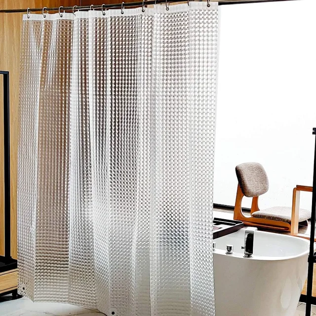 Heavy Duty PEVA 3D Cat Eye Effect Bath Curtain Modern Waterproof Mildew-Free Shower Liner Stall Clear