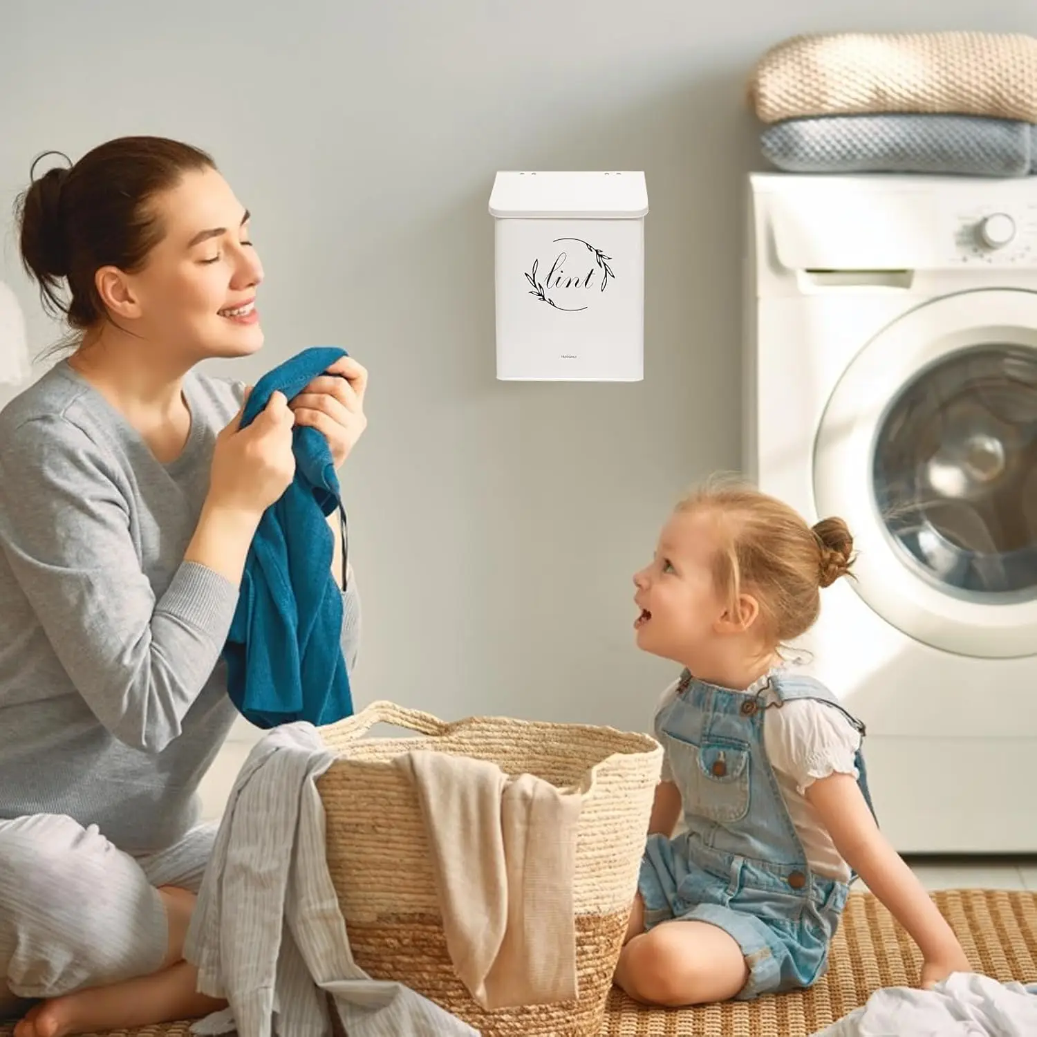 Sample Fashion Home Storage Laundry Detergent Pods Buckets White Metal Magnetic Laundry Lint Bin