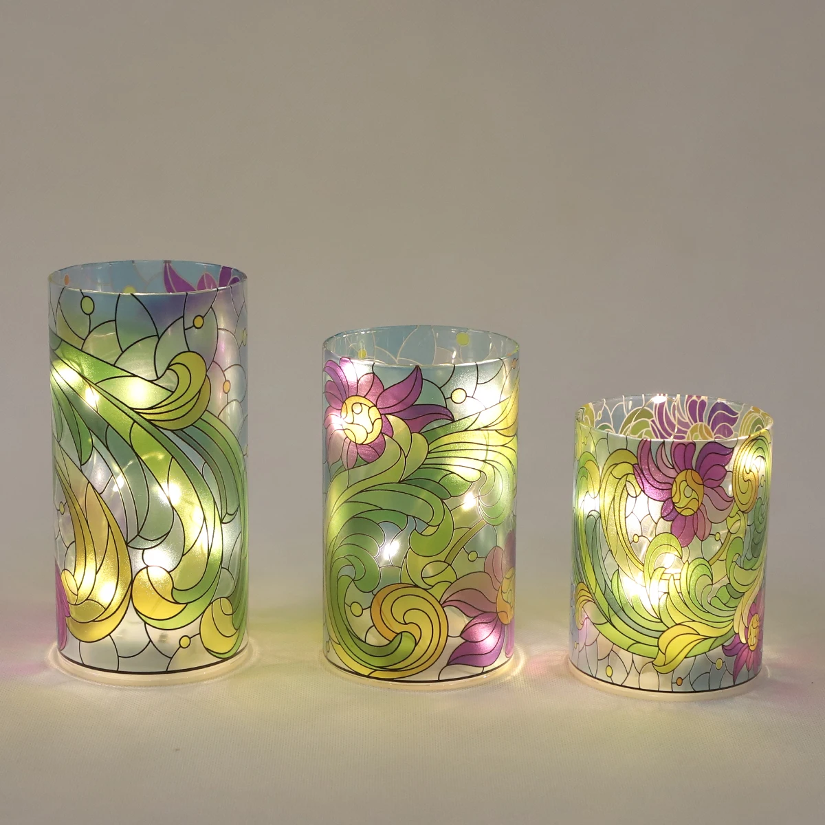 High Glass Decorative Lights with Fairy String Lights Cylinder Decorative LED String Light Fancy Glass Centerpieces