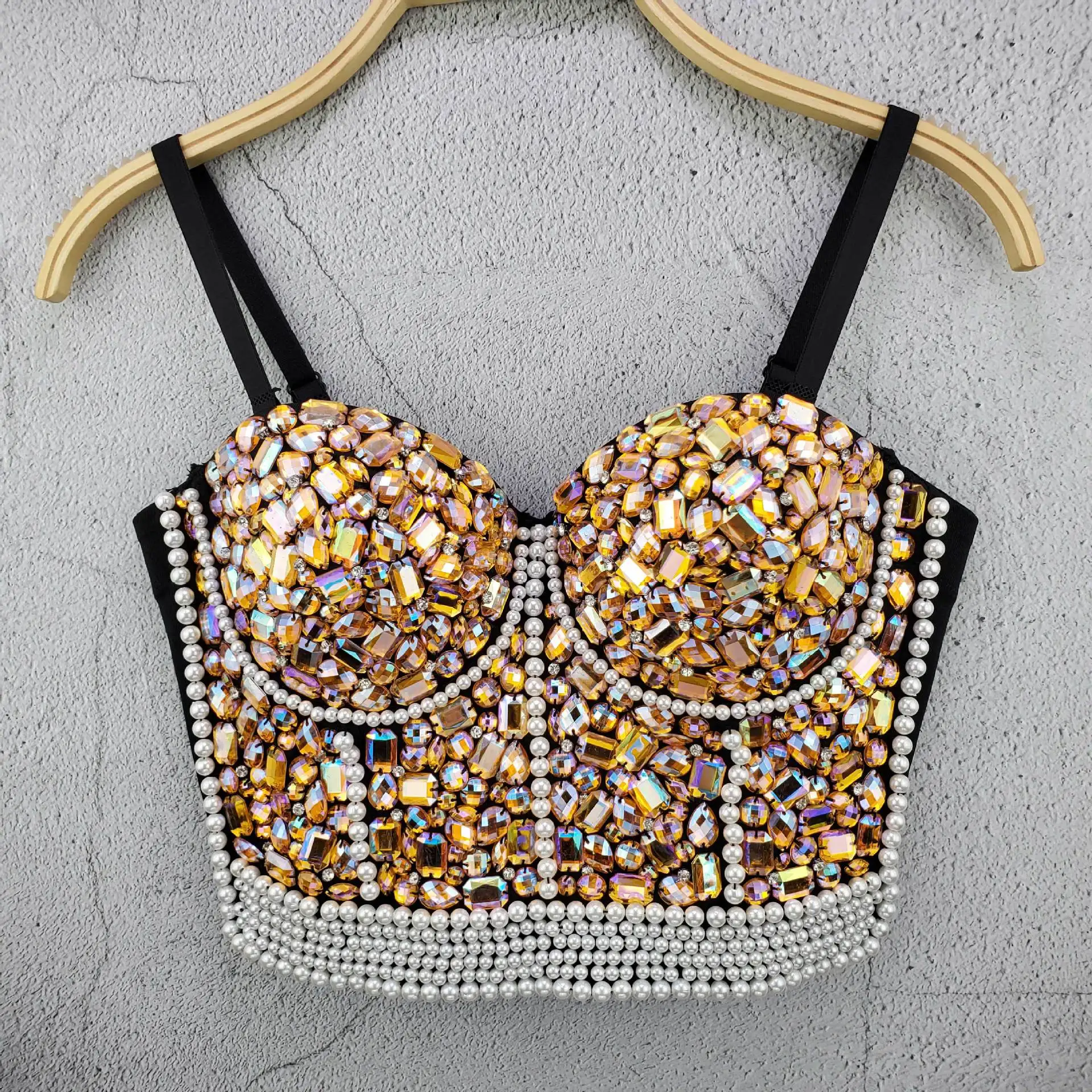 Sexy Corset Top with Rhinestone Bustier - Y2K Crop Top