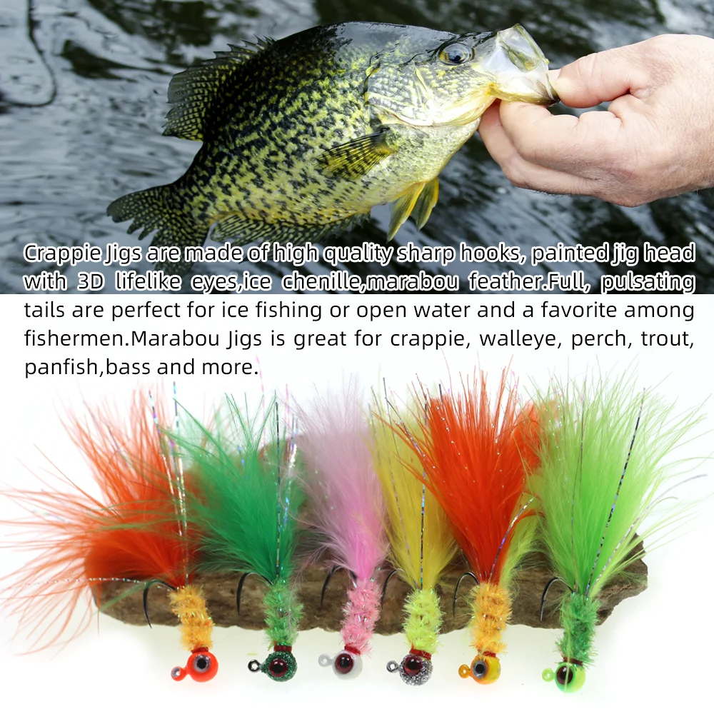 Ice Fishing Lure Kit Glowing Paint Jigs, 18pcs assorted, image size:1000x1000