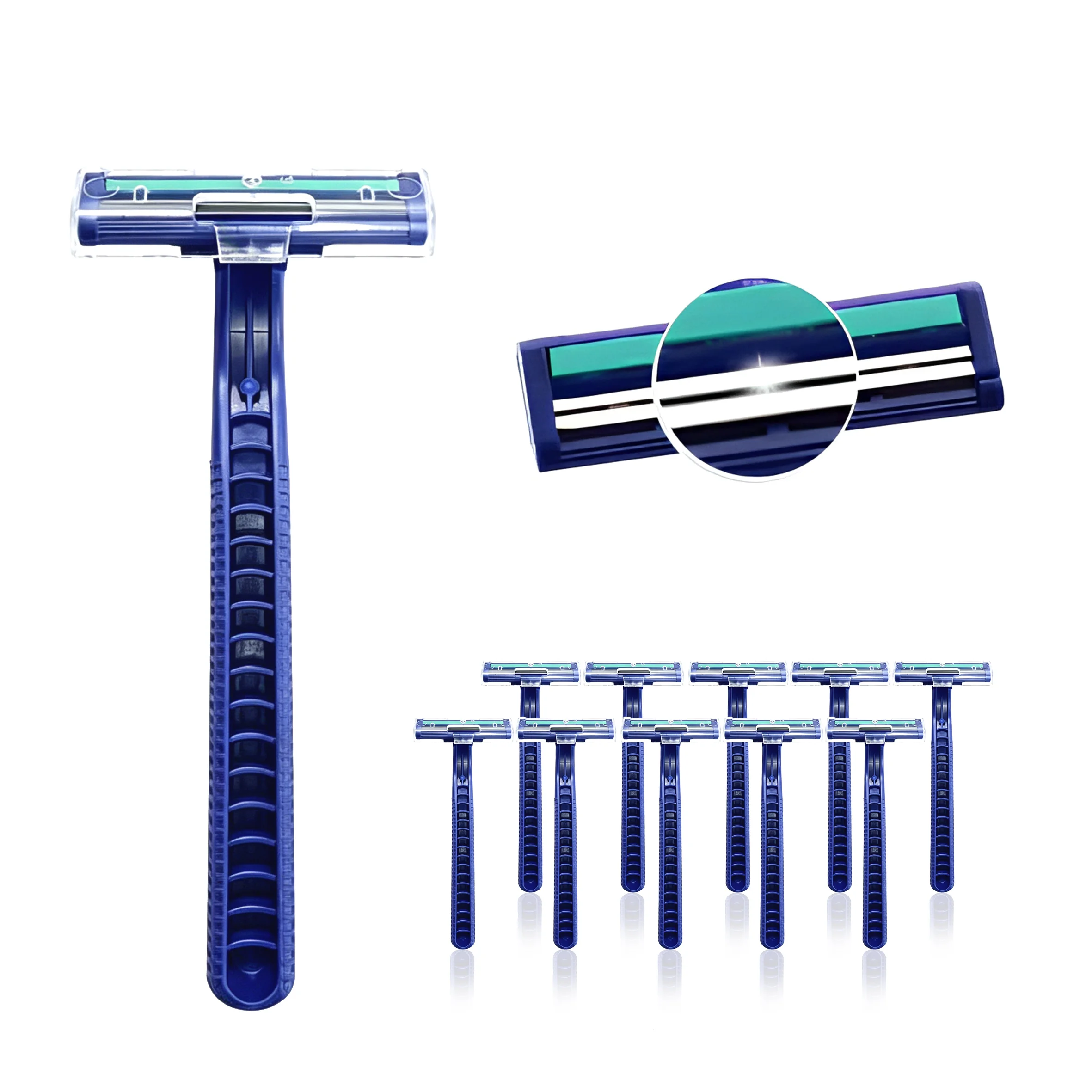 TEXNET Custom Straight Fixed Head Twin Blade Disposable Safety Razor Face Body Use Barber Salon Plastic CE Certified for Men