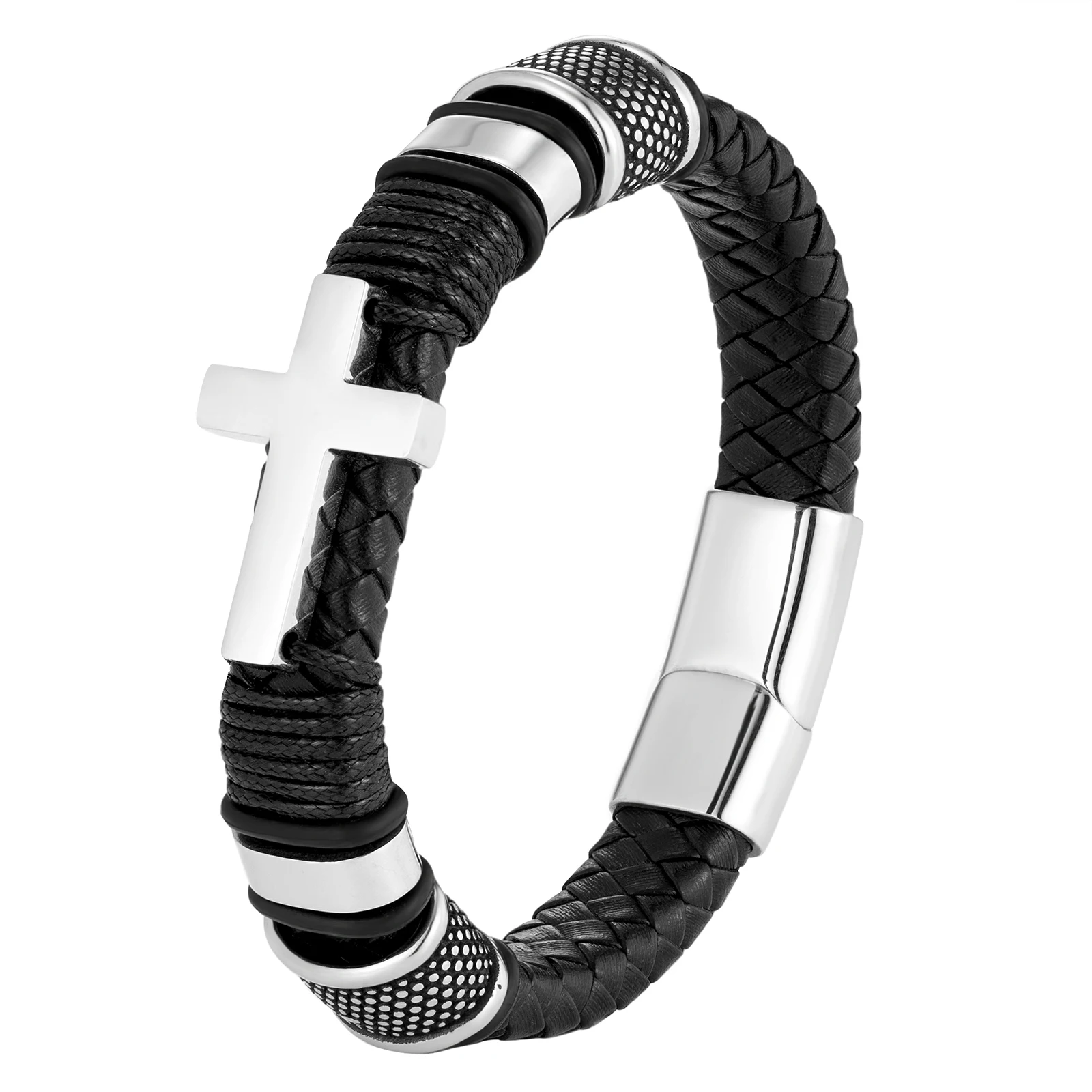 Men's Stainless Steel Cross Bracelet Charm Bangle & Cuff Gift