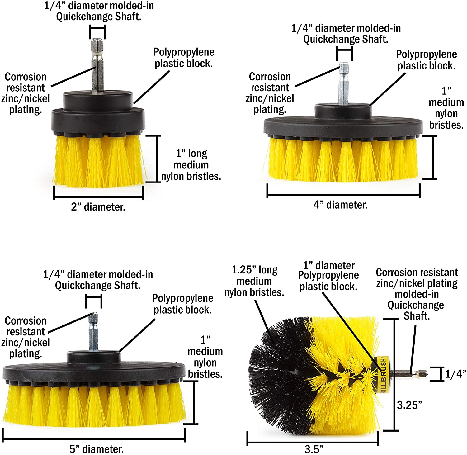 4 Pieces Wheel Cleaning Brush Car Cleaning Brush Drill Brush