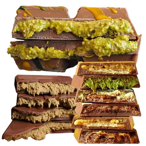 OEM Factory Wholesale Custom Private Label Famous Handmade Halal Dubai Pistachio Paste Chocolate Exotic Kataifi Chocolate