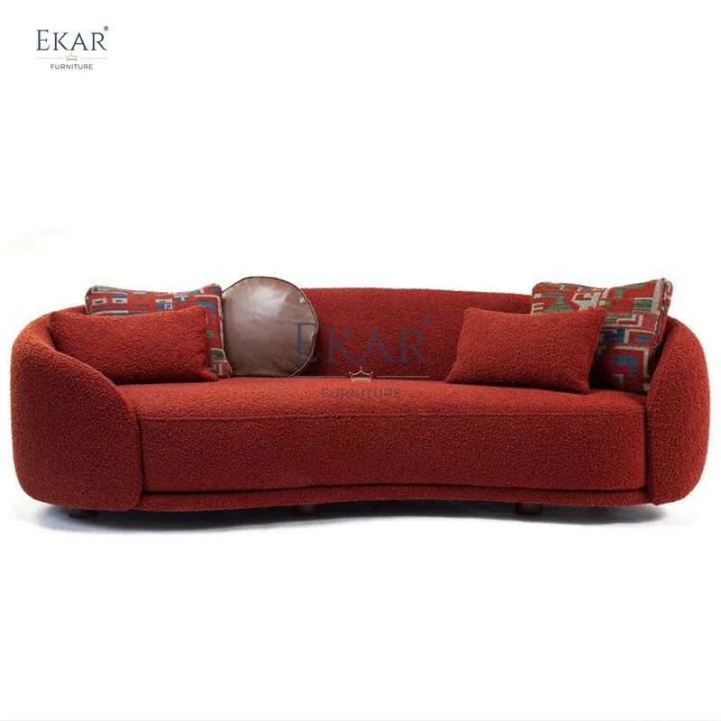 Contemporary Modular Sofa Modern Curved Velvet with Plush Comfort Wood and Leather Living Room Furniture Size Chairs