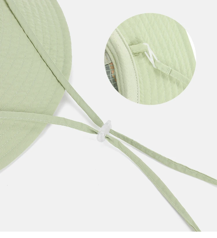 Fashionable Summer Bucket Hat New Design Light Flat Brim Waterproof Sun Protection Windproof Rope for Fisherman's Fishing