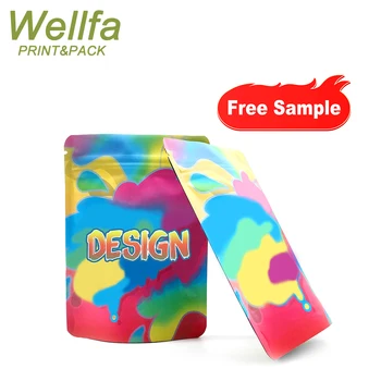 Wholesale Custom Logo Bags Printed Die Cut Resealable Holographic Ziplock Cookie Soft Touch 3.5G Mylar Bag