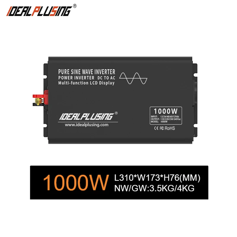 IDEALPLUSING Pure Sine Wave Inverter 12vdc 1000 Watt Inverter with CE Certification Adapt to Multiple Loads