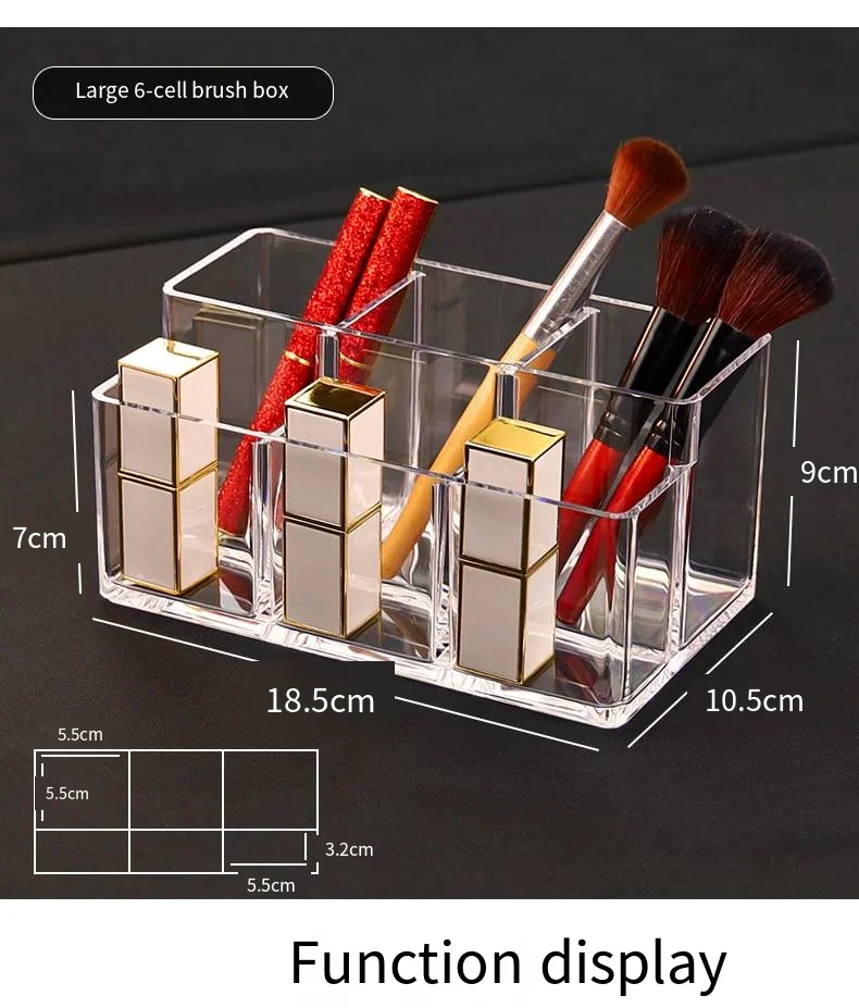 Transparent dresser acrylic makeup brush storage case Crystal Eyebrow pencil display case Stationery storage rack details