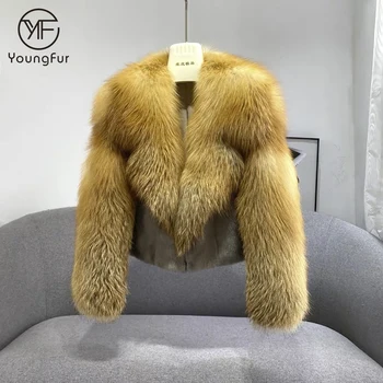 Fashion Winter Warm Natural Fox Fur Jacket Coat Wholesale Luxury Real Mink Fur Coat Women Red Fox Fur Winter Jacket