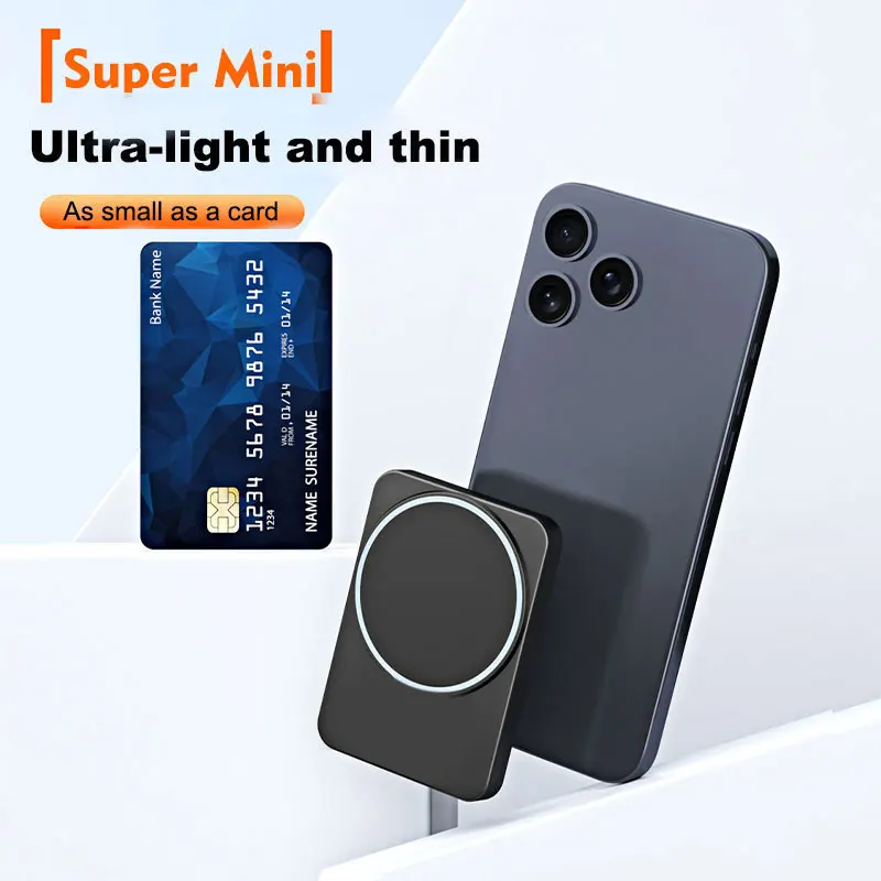 Magsafered Ultra Thin Aluminium Phone Chargers Mag Powerbank Safe Fast Charger PD 22.5W Magnetic Wireless Power Bank 5000mAh