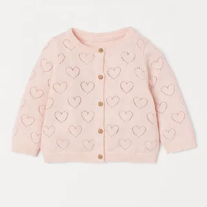 Baby Knitted Cardigan Jackets Long Sleeve Soft Fabric Heart-shaped Hollow Newborn Baby Sweater Design Girls Cardigans