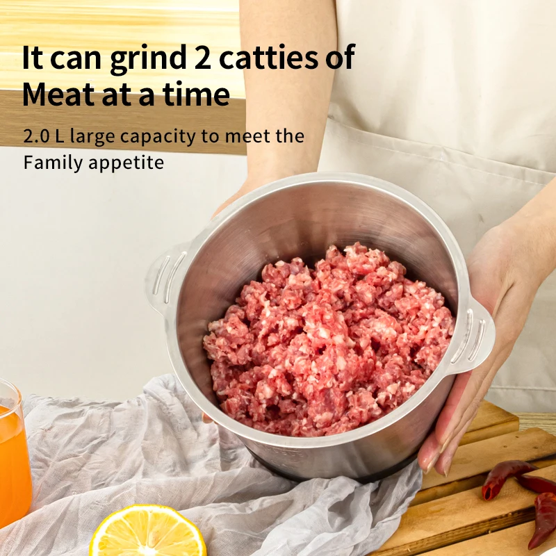 Dapur Rumah Multifungsi Otomatis 2L 3L Makanan Sayuran Chopper Daging Mini  Stainless Steel Penggiling Daging Listrik Harga Jual