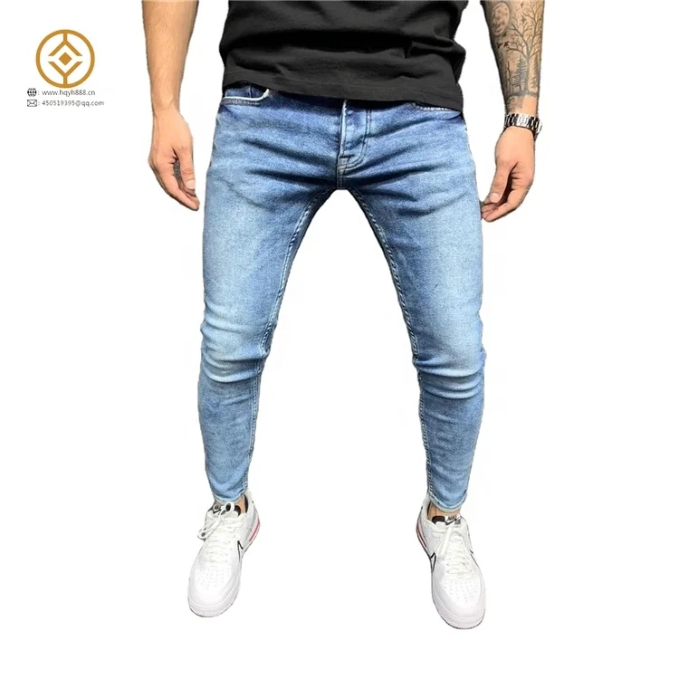 Pantalones Vaqueros De Moda Coreana Para Hombre,Pitillos Con Agujeros  Rasgados,Elásticos,Simples,Pitillo - Buy Los Hombres Simple Sólido Elástico  Skinny Jeans Lápiz Pantalones Ropa De Calle De Alta Calidad Hombre Delgado  Jogger,Pantalones De Denim,Vaqueros