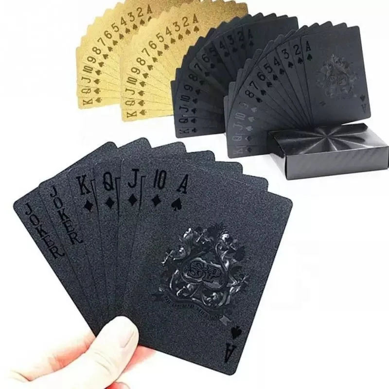 2 Decks Waterproof Playing Cards Magic Card Gold Foil Plated Plastic Poker Card 