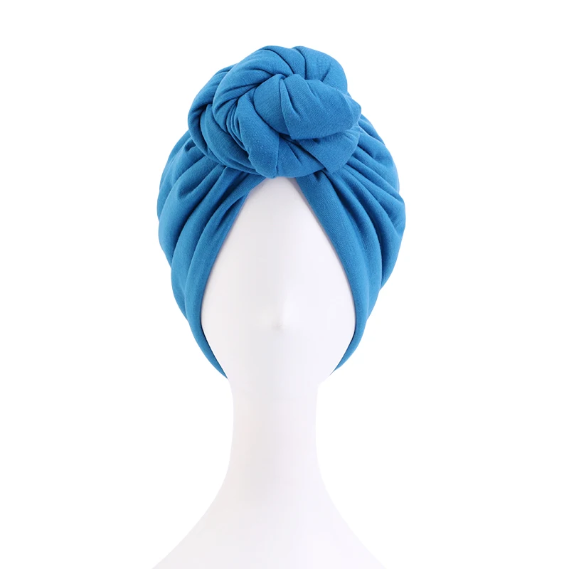 Head Wrap For Women Knotted Plain Top Knot Turban Cap Soft Pre Tied ...
