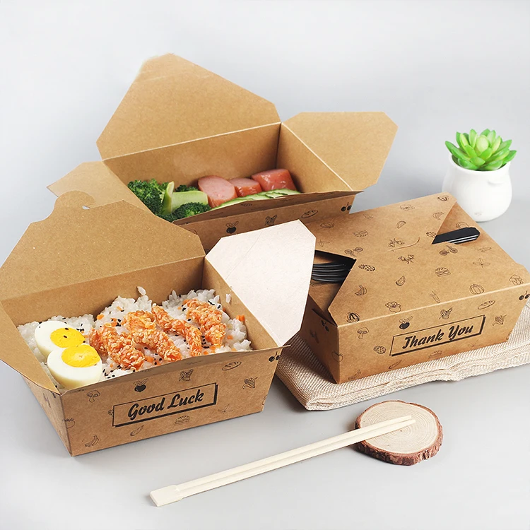 Eco Friendly Biodegradablle Kraft Paper Food Box Recycled