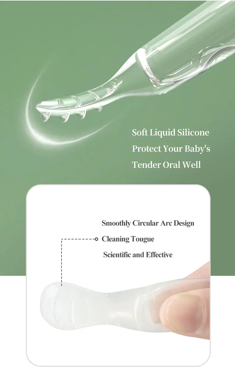 BPA Free Soft Liquid Silicone Tongue Cleaner Finger Tongue Scraper for Baby