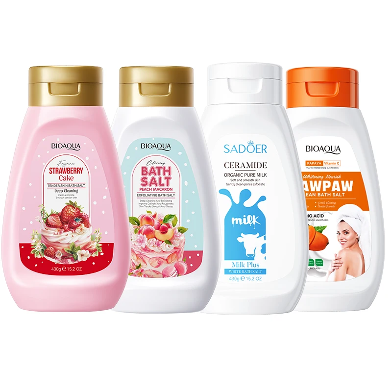 Private Labels BIOAQUA Pawpaw Vitamin C Whitening Deep Cleansing Bath Salt Body Wash Shower Gel Exfoliate Brightening Nourishing