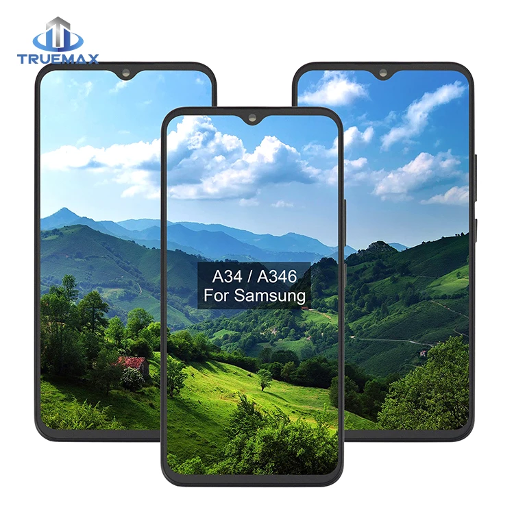 TFT Screen With Frame for Samsung Galaxy A34 Ekran Ecran Display Digitizer Assembly Complete Screen Replacement Pantalla Tela