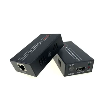 Ready to Ship Black Color HDMI Extender 60m HDMI TO RJ45 Adapter Support 3D 1080P