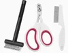 Peigne à boucle ouverte noir, coupe-ongles rouge à double trou, peigne anti-puces
