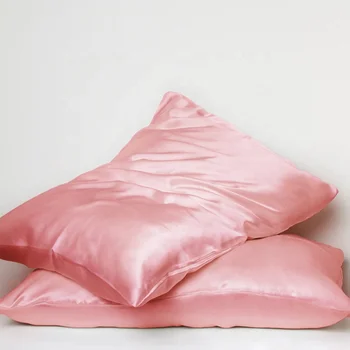 Custom Logo 100% polyester satin silk pillow case cover set gift box queen size zipper satin silk pillowcase