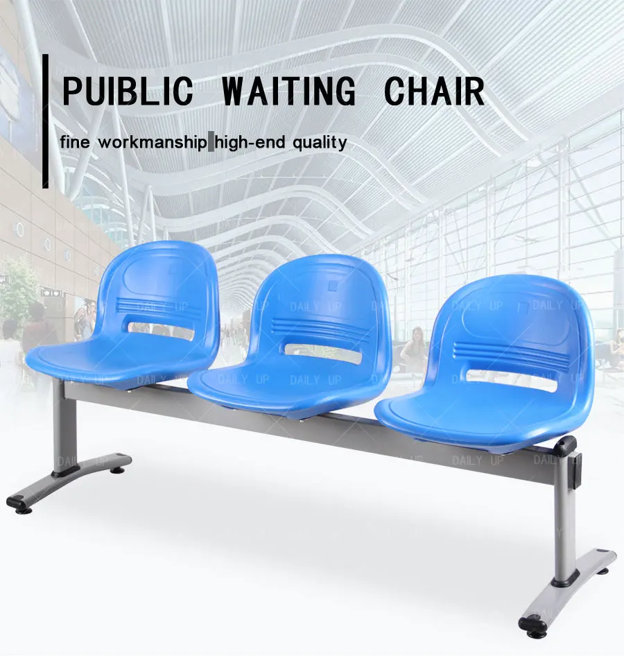 Solid Public Waiting Chair With Breathable Design Padded Seat Metal Frame Outdoor Bench For Airport School And Hospital Stadium