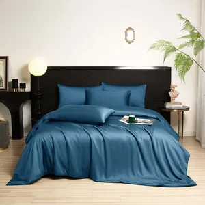 CHENHONG Luxury 100% Bamboo Woven Solid Simple Quality 300tc All-Season Fitted Bed Sheet Set Duvet Cover Pillowcase Customizable