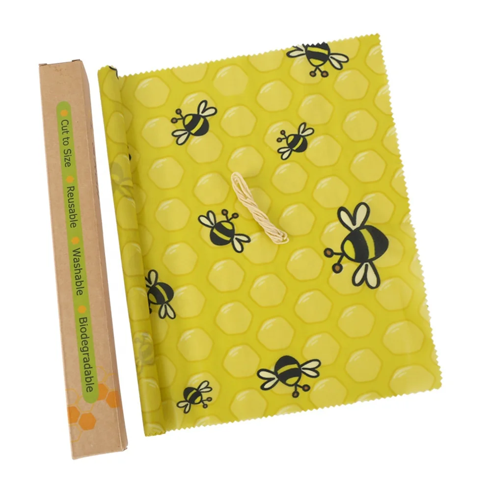 Cling Film Reusable Beeswax Wrap roll Sustainable Food Storage for Sandwiches Cheese Fruit Bread