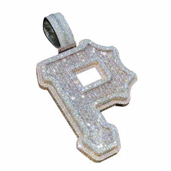 Hip Hop Fashion 14K Gold Bling VVS Diamonds 925 Silver Custom 3D Custom Letter Pendant Jewelry