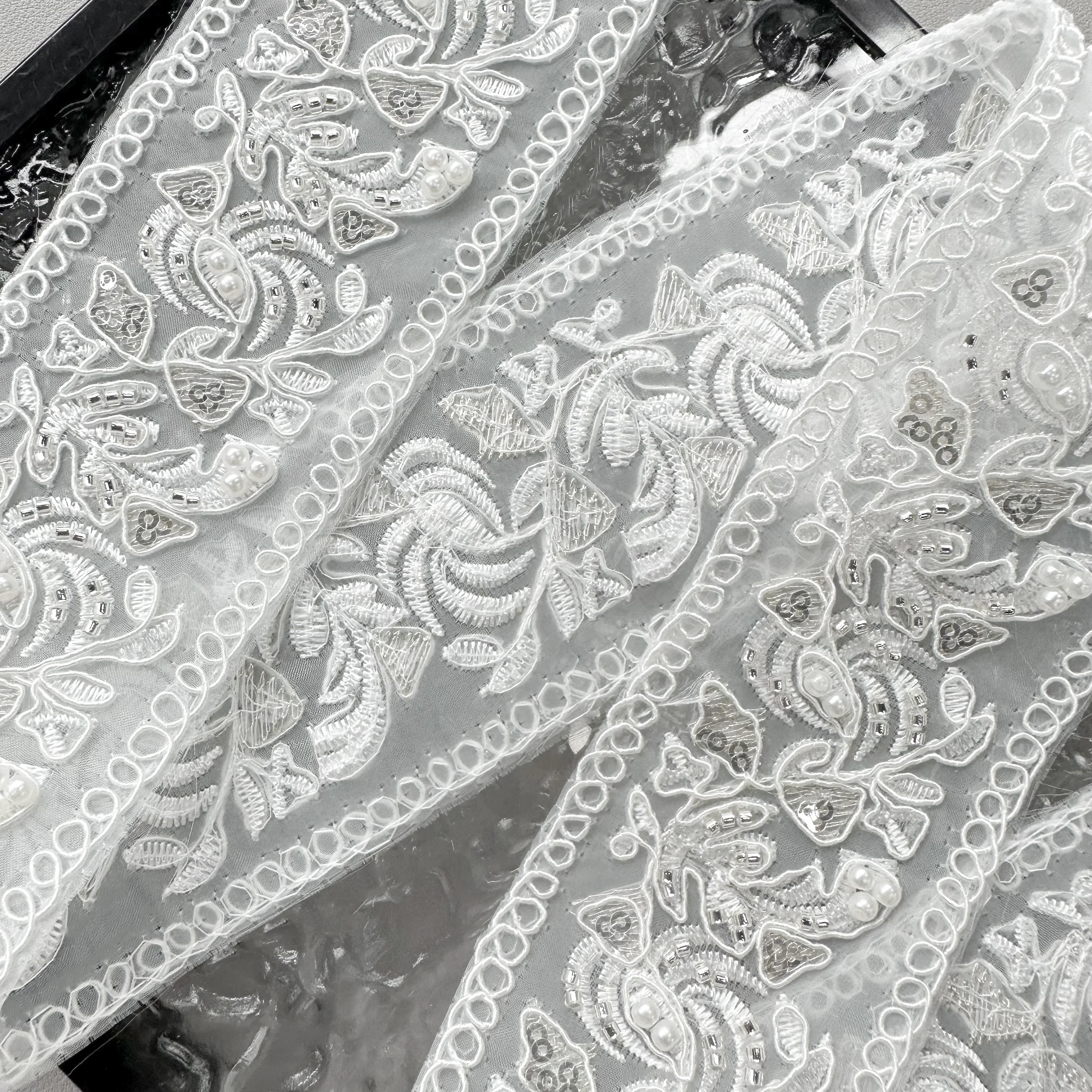 Wholesale Novelty Vintage Border Lace - White Organza Embroidery for Dress Trims Wholesale Novelty Vintage Border Lace - White Organza Embroidery for Dress Trims