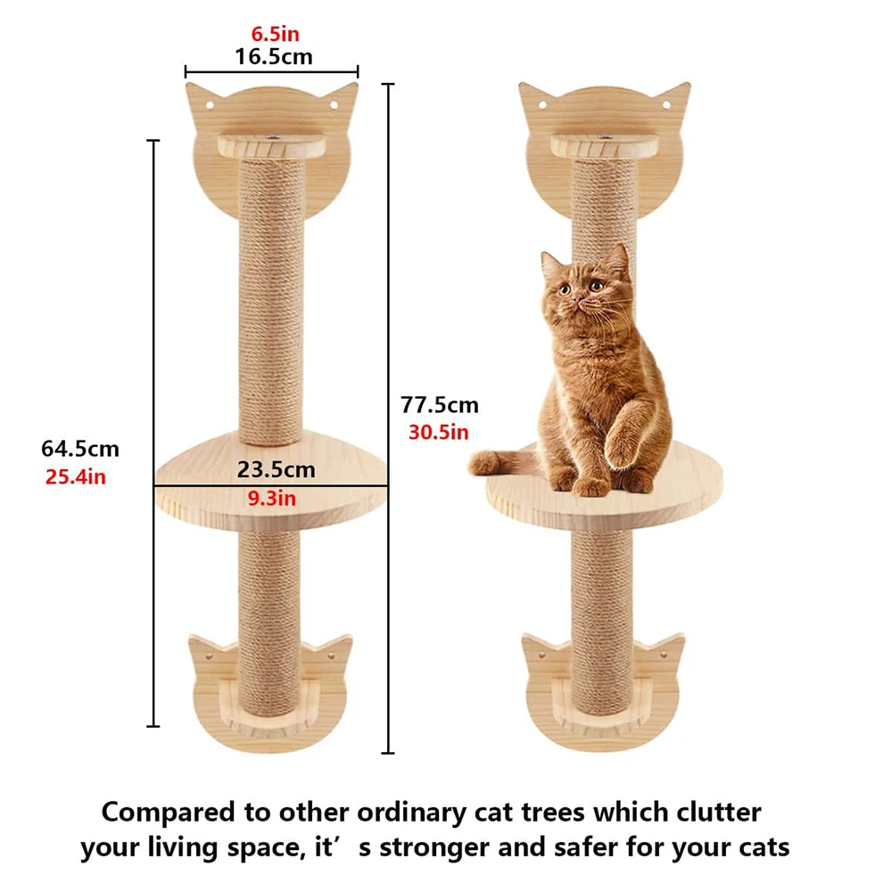 Cat Activity Tree With Scratching Posts Perch Platform Wall Mounted