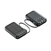 solar power bank with built-in cable-black