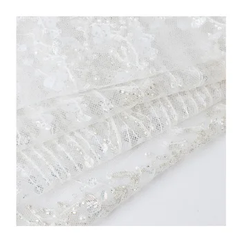 Sequins Luxury Beads Bridal Lace Fabric High Quality Tulle African Wedding Dress Lady Material