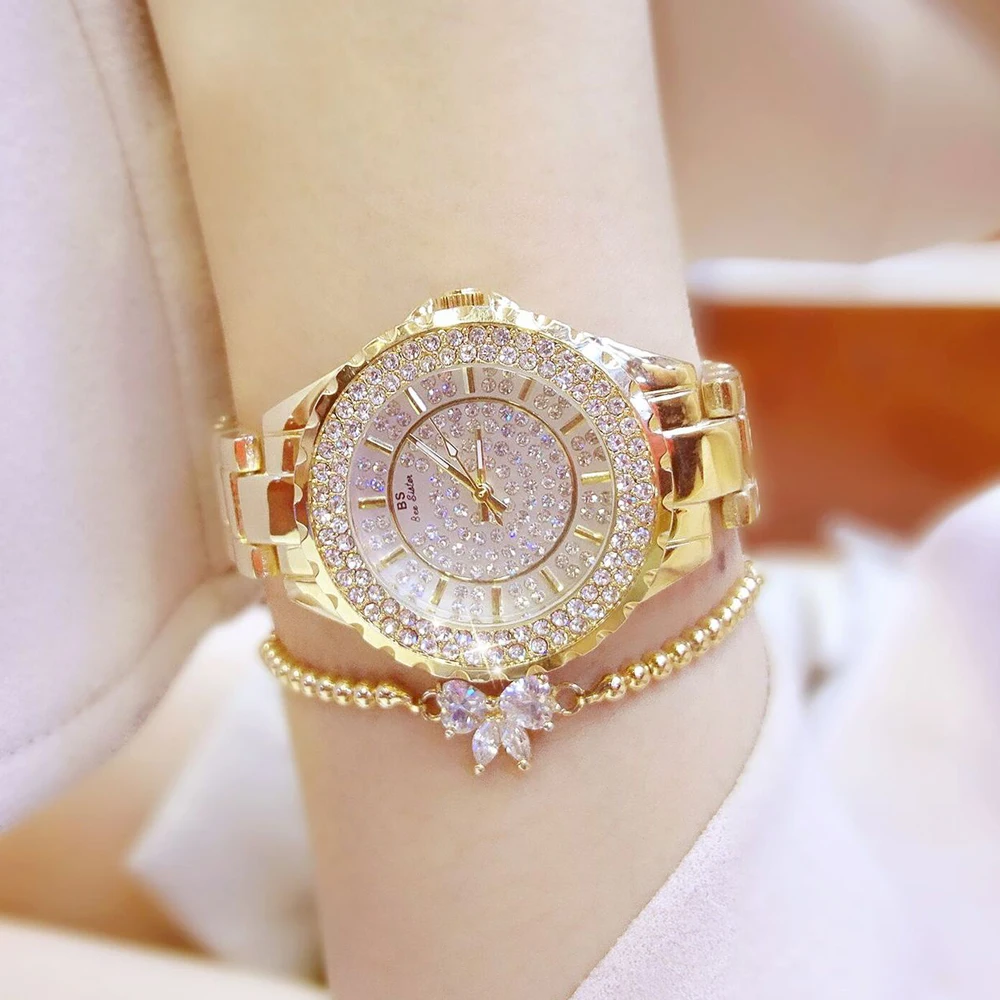 Bs Bee Sister 0280 Women Watch Fashion Crystal Diamond Dress Watches Lady Luxury Waterproof Women Quartz Bracelet Wristwatches