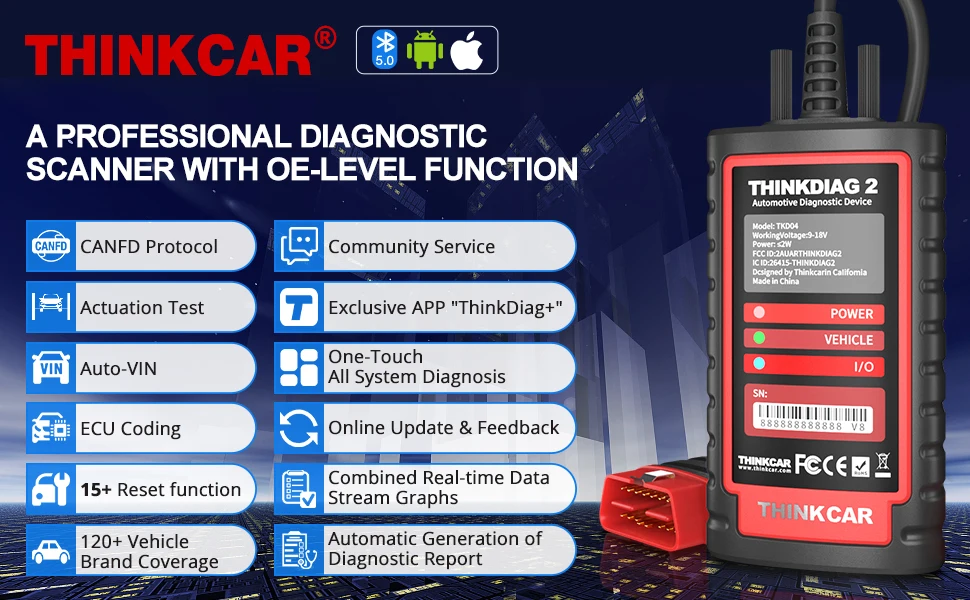 Thinkcar Thinkdiag 2 Diagnostic Tool Support Can Fd Ecu Coding Active ...