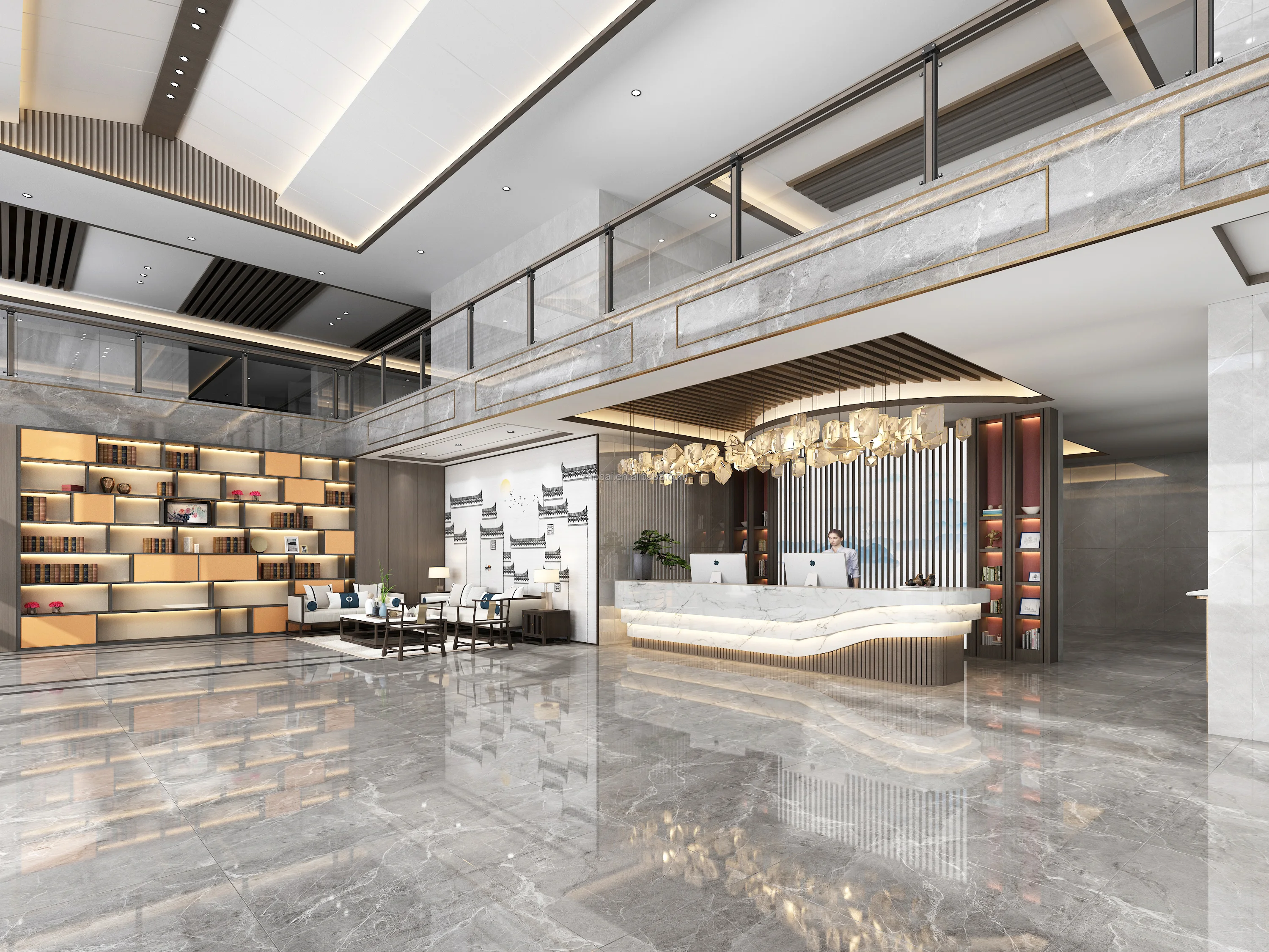 Luxury Modern Customizable Reception Counter Desk for Hotels Salons Offices Schools Gyms Hospitals Malls LED Light Eco-Friendly 3