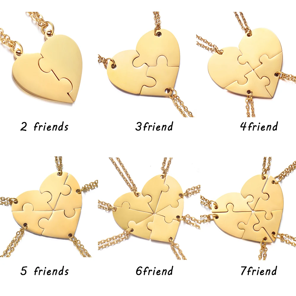 Amazon.com: MOTICIUS Custom BFF Matching Necklaces Personalized Heart Puzzle  Necklaces for Couples Engrave Names Necklaces for Friends (Gold, BFF  Necklace for 2): Clothing, Shoes & Jewelry