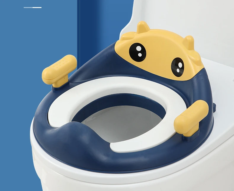 Customized Logo Plastic Infant Potty Seat Cartoon Blue With Armrest
