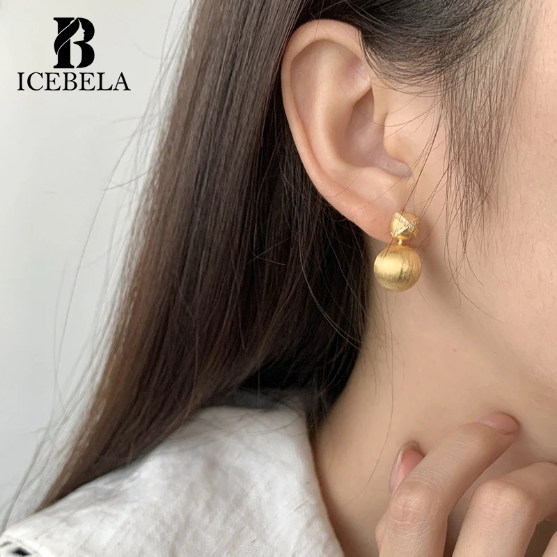 ICEBELA 925 Sterling Silver Earrings Circular Charms 18k Gold Plated Zirconia Fine Jewelry Earring Women Stud Earrings for Girls